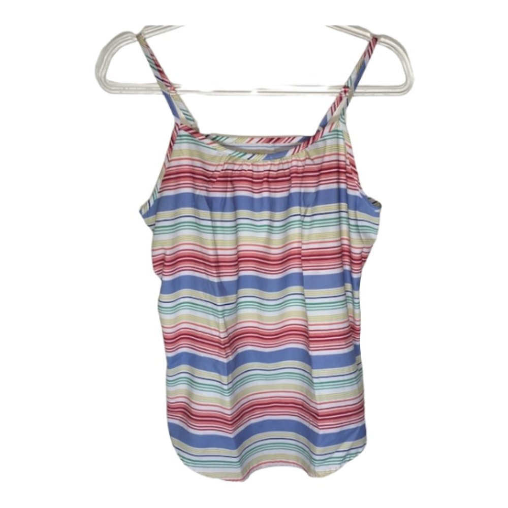 Faded Glory Striped Sleeveless Spaghetti Strap Tank Top Medium - Picture 2 of 7